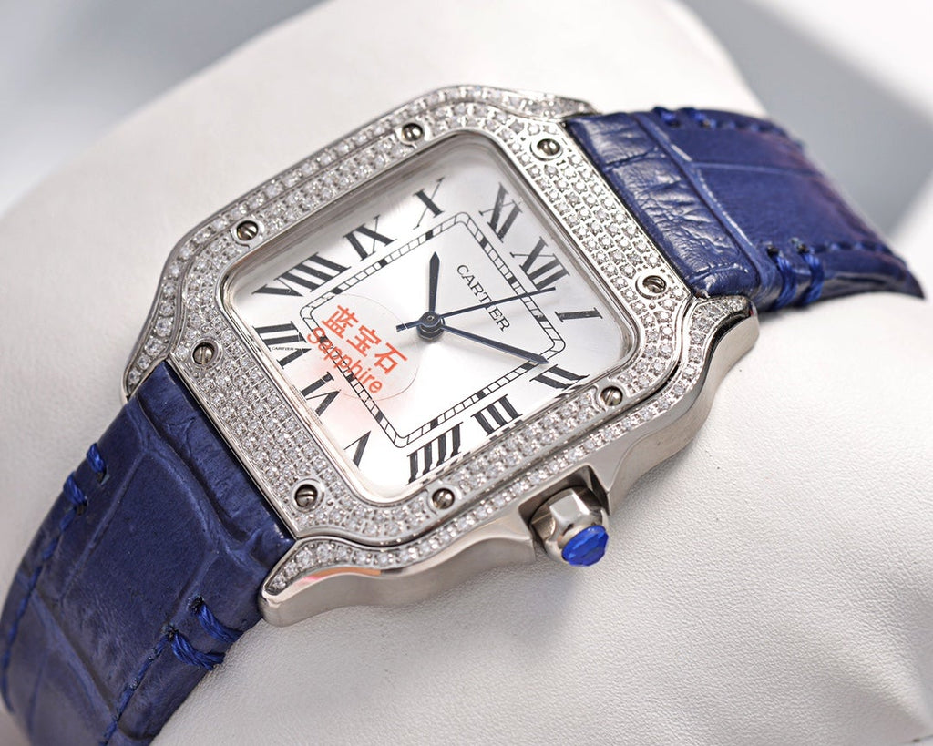 SANTOS LADY 35MM QUARTZ STEEL CASE LEATHER