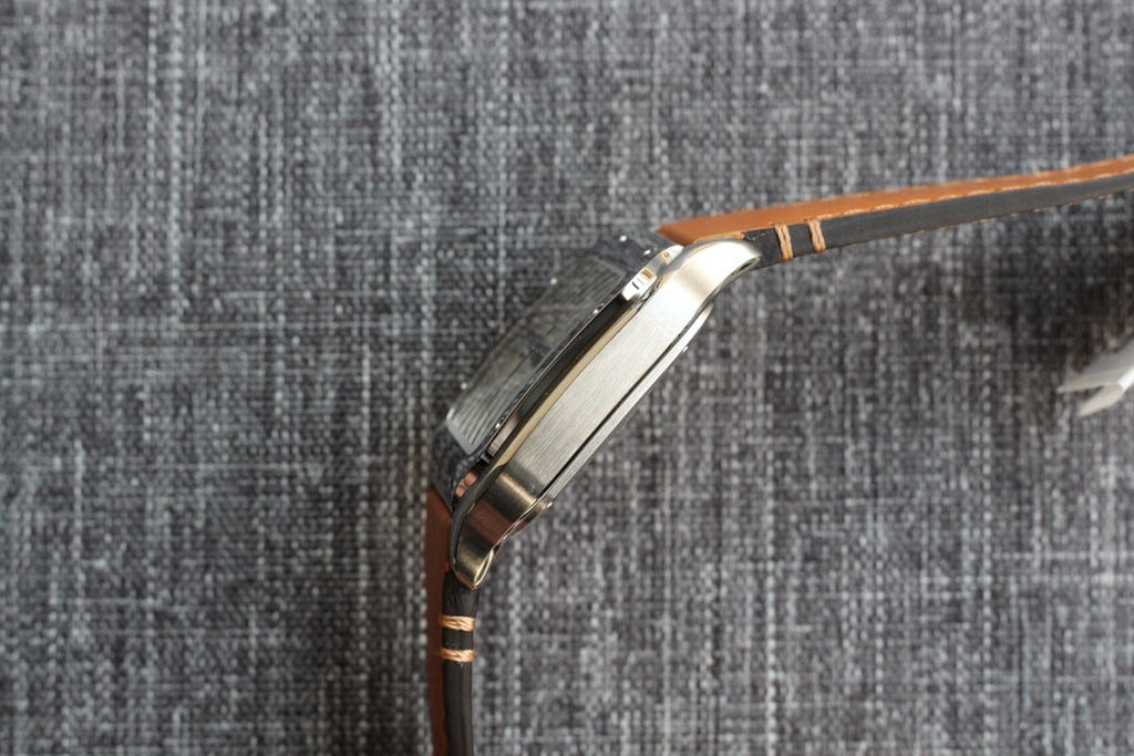 SANTOS 34MM STEEL CASE BROWN LEATHER