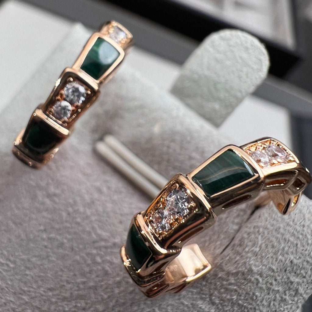 SERPENTI MALACHITE PINK GOLD EARRINGS