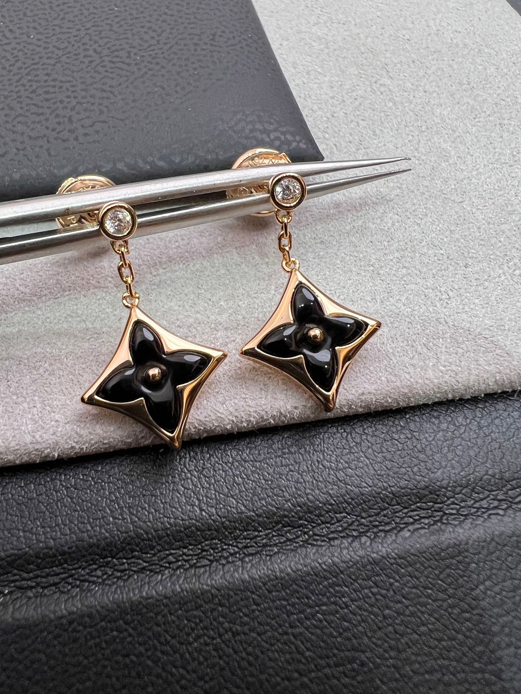 BLOSSOM STAR PINK GOLD ONYX EARRINGS