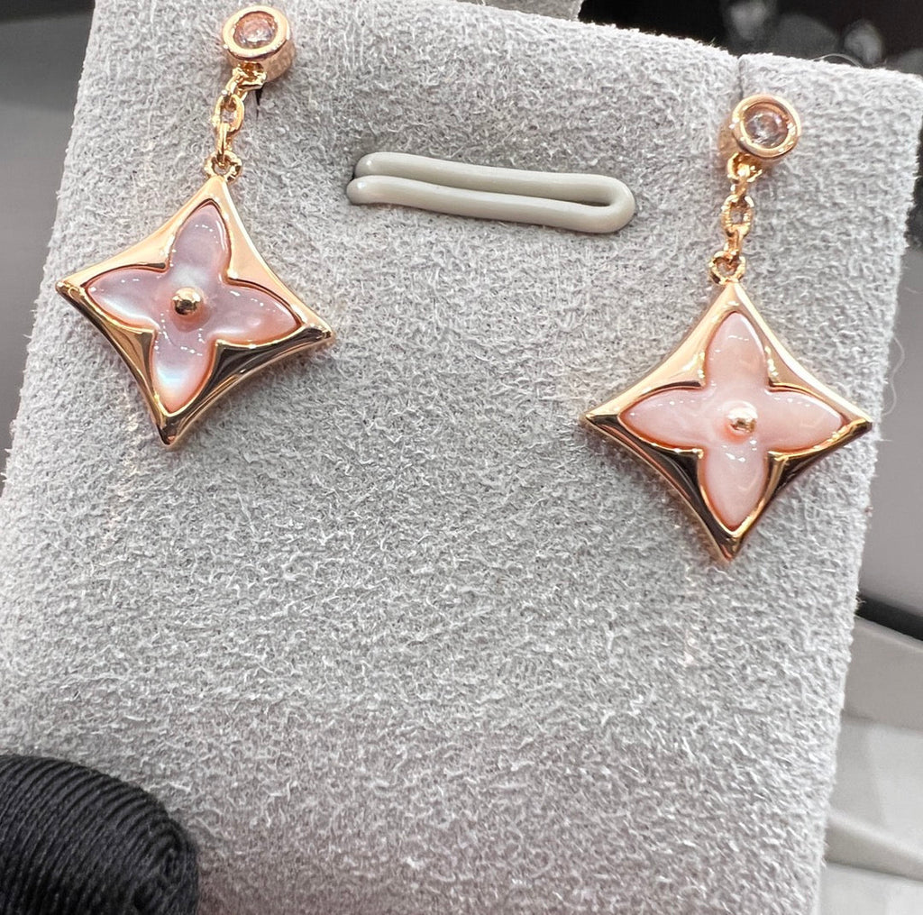 BLOSSOM STAR PINK GOLD PINK MOP EARRINGS