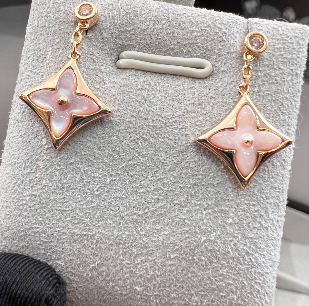 BLOSSOM STAR PINK GOLD PINK MOP EARRINGS