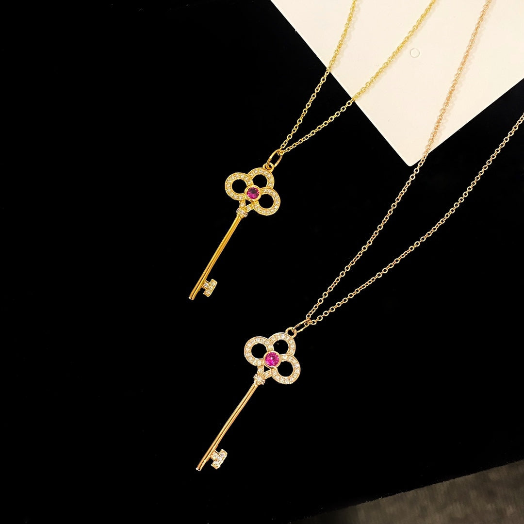 FLORET KEY PEDANT NECKLACE PINK DIAMOND