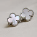 VINTAGE CLOVER SILVER MOP EARRINGS