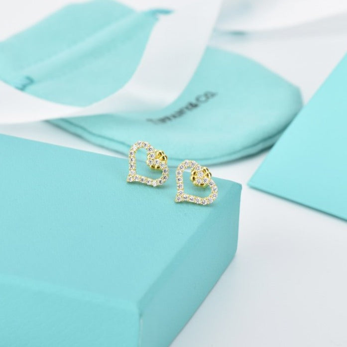 OPEN HEART STUD DIAMOND EARRINGS