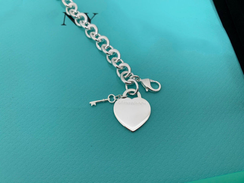 KEY HEART CARD CHUNKY INTERLOCKING BRACELET LENGTH