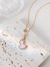 WULU 2 MOTIF PINK MOP PINK GOLD NECKLACE