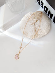 WULU 2 MOTIF PINK MOP PINK GOLD NECKLACE
