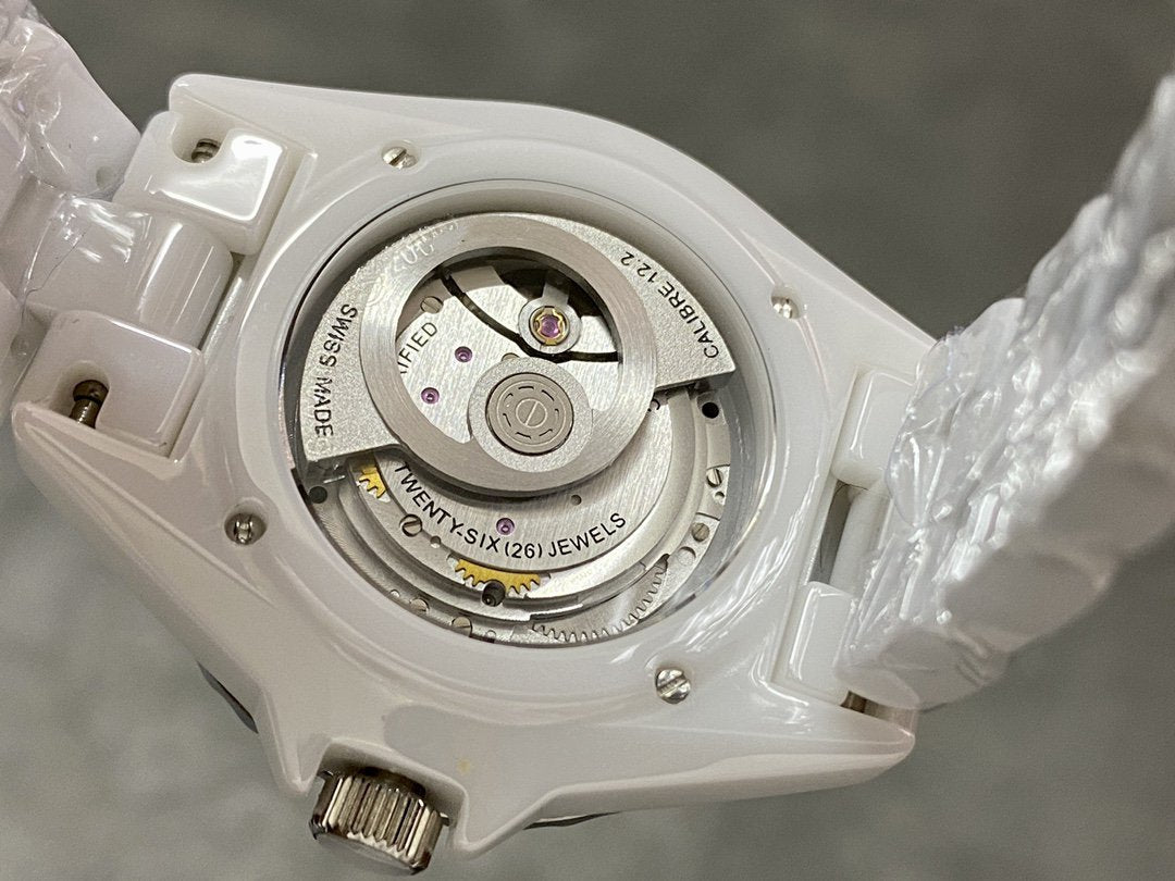 J12 Automatic White Ceramic Black Numerals White Dial