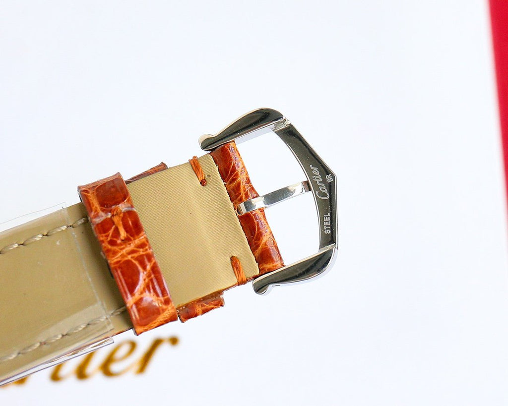 TANK MUST SMALL STEEL DIAMOND BEZEL LEATHER STRAP EWHITE DIAL