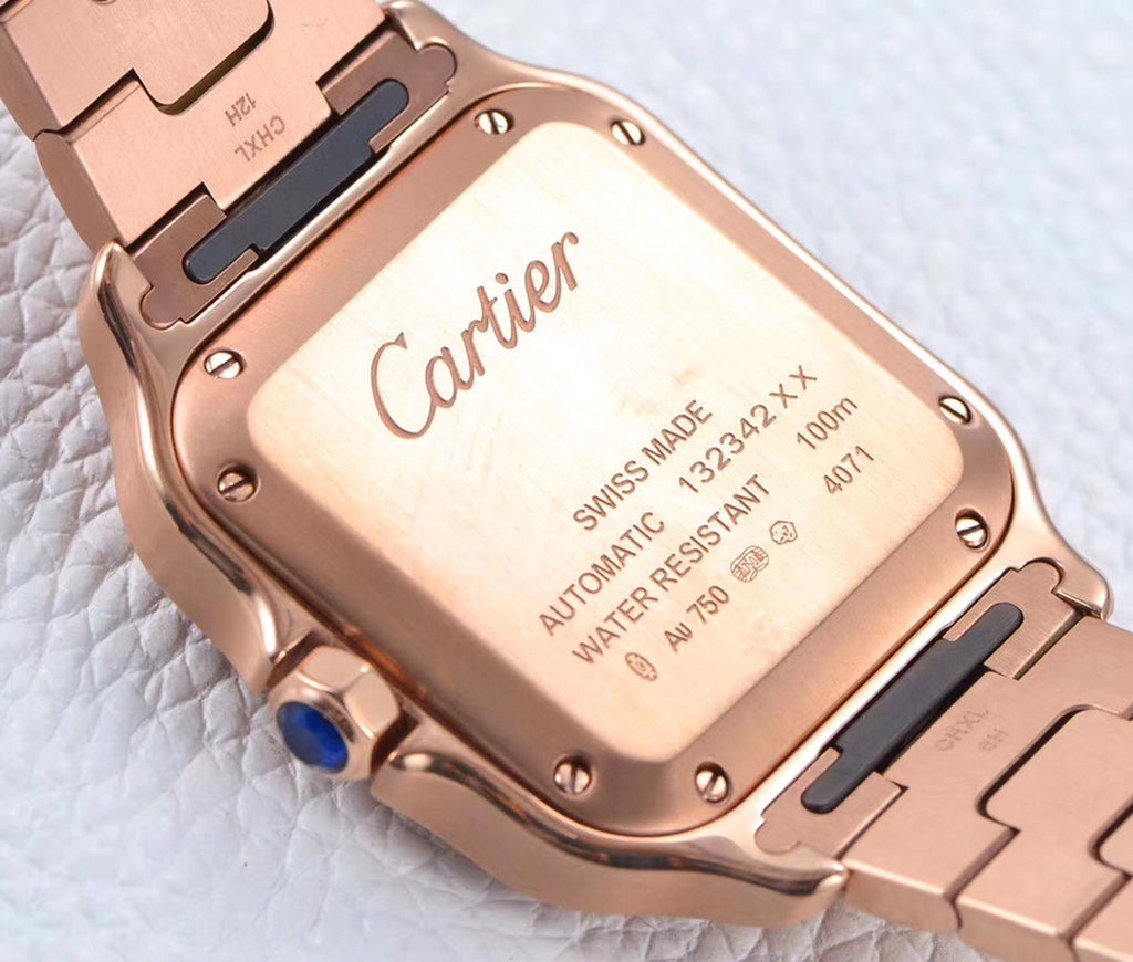 SANTOS LADY 35.1MM AUTOMATIC PINK GOLD DIAMOND BEZEL