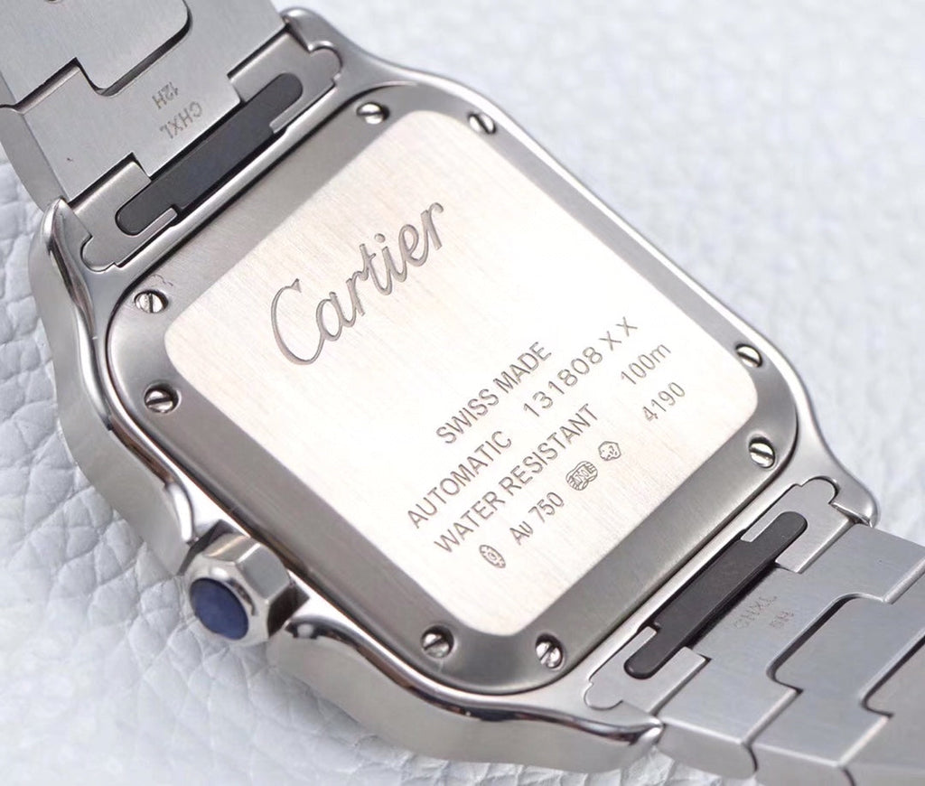 SANTOS LADY 35.1MM AUTOMATIC SILVER DIAMOND BEZEL