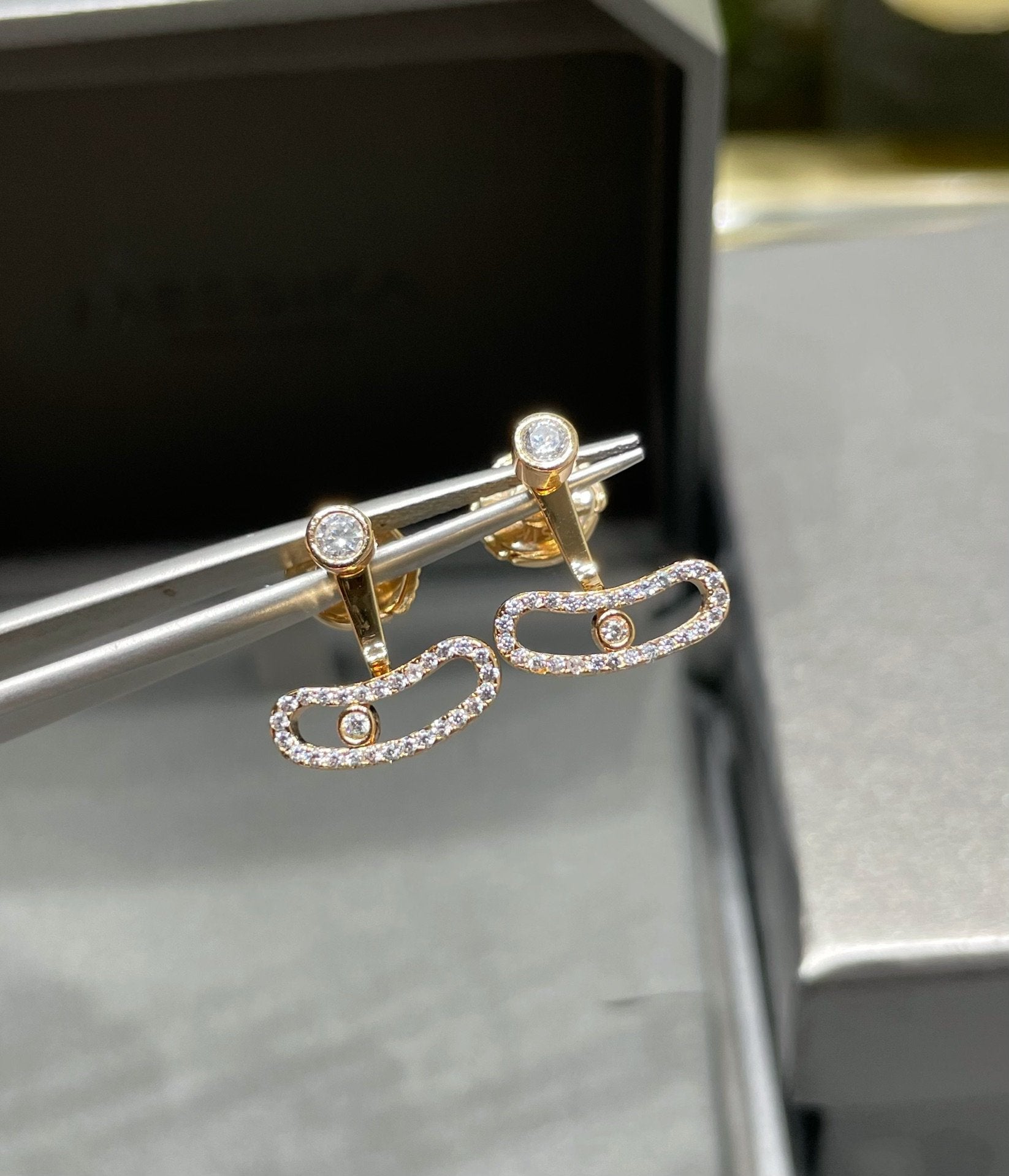 MOVE UNO PINK GOLD DIAMOND EARRINGS