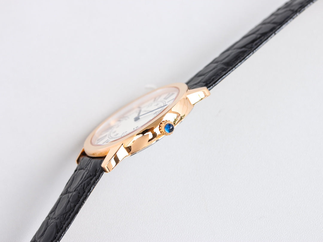 RONDE SOLO PINK GOLD BLACK LEATHER