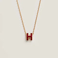 HM CLIC RED ENAMEL GOLD NECKLACE