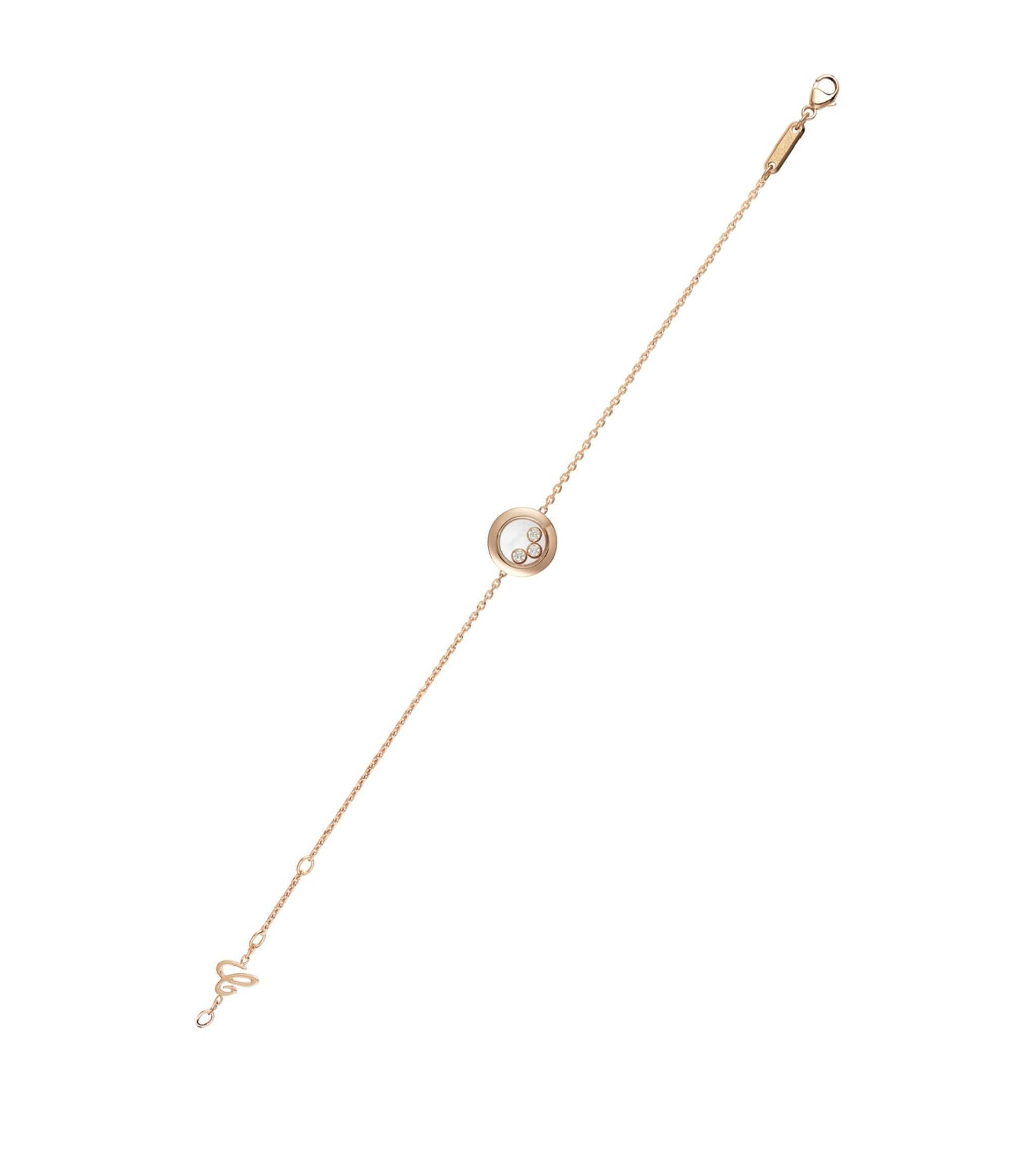 HAPPY HEART BRACELET PINK GOLD 3 DIAMOND