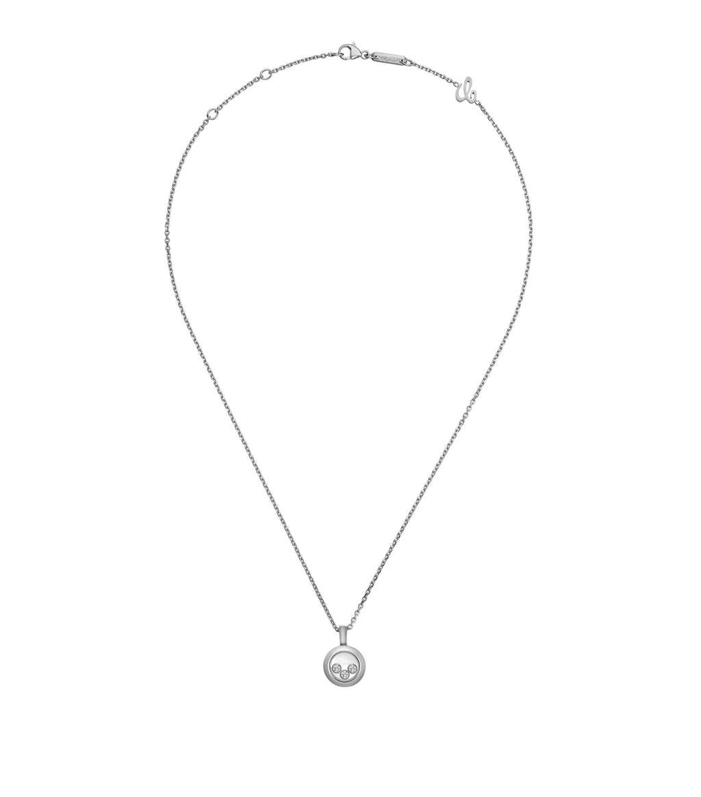HAPPY PEDANT SILVER 3 DIAMOND NECKLACE