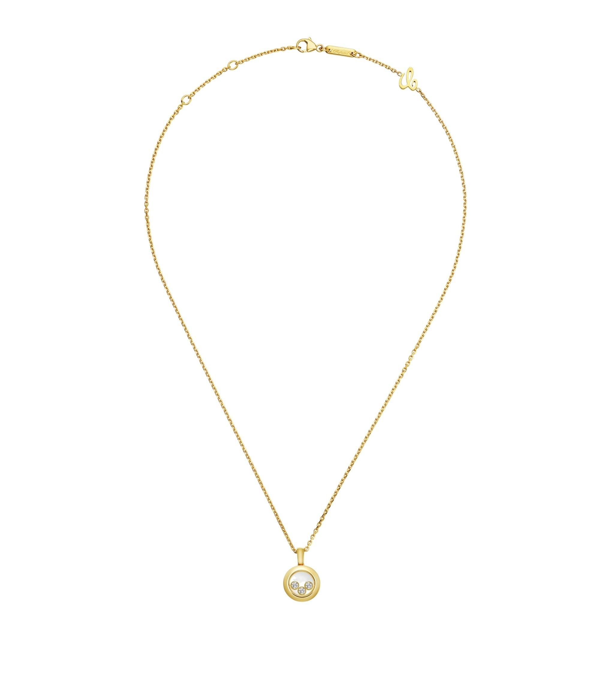 HAPPY PEDANT GOLD 3 DIAMOND NECKLACE