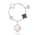 CLOVER BRACELET 5 MOTIFS MOP CHALCEDONY SILVER