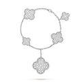 CLOVER 5 MOTIFS BIG SILVER DIAMOND BRACELET