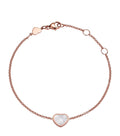 HAPPY HEART WHITE MOP PINK GOLD BRACELET DIAMOND