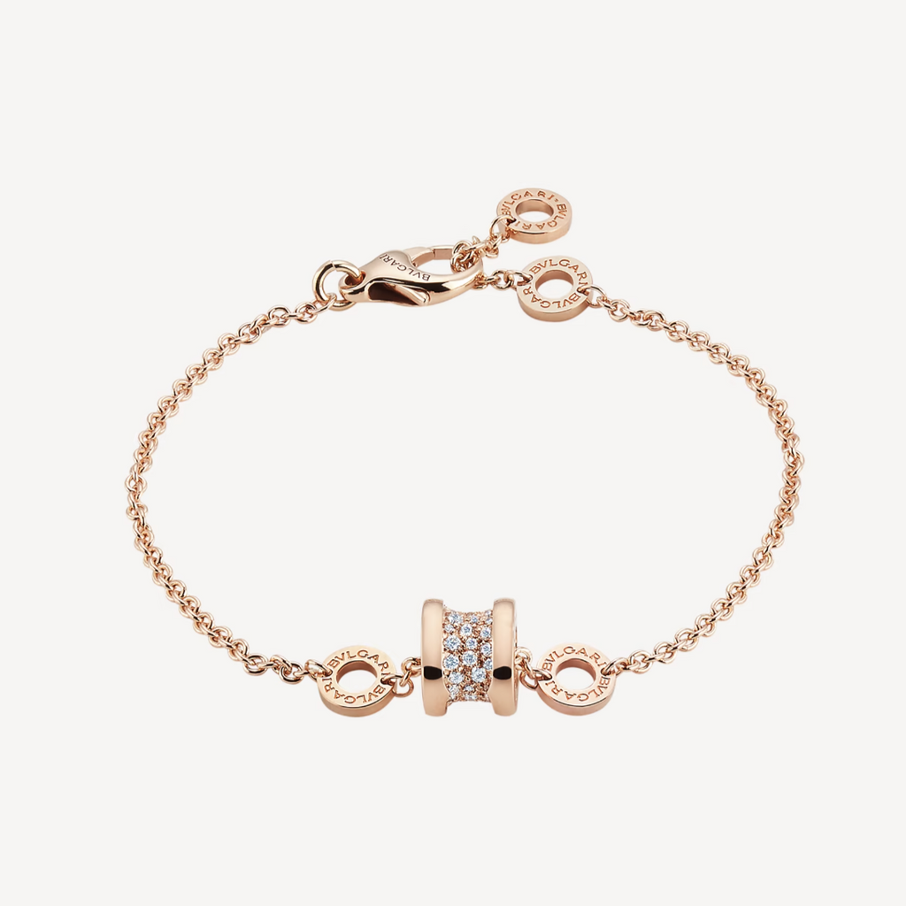 ZERO 1 SOFT PINK GOLD WITH PAVED DIAMONDS ON THE SPIRAL BRACELET