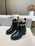 GG CRYSTAL ANKLE BOOTS IN BLACK CALFSKIN GHW