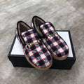GG HORSEBIT LOAFER IN COLORFUL TWEED AND LAMB FUR LINING