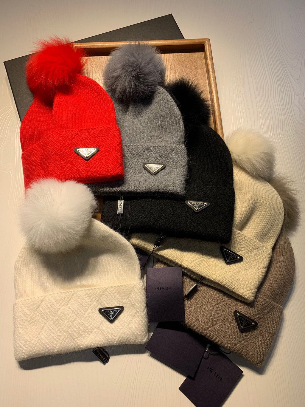 BEANIE HAT IN DOVE GRAY WOOL AND RABBIT FUR 361434