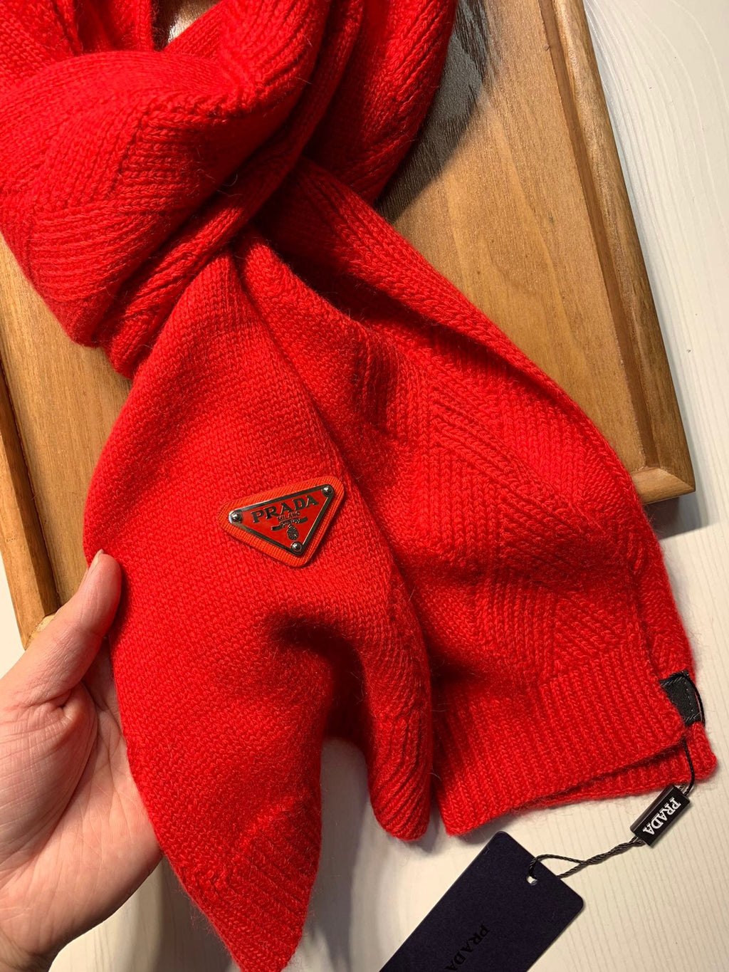 SET SCARF AND HAT IN CHERRY RED WOOL AND RABBIT FUR 416367