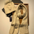 SET SCARF AND HAT IN BISQUE BEIGE WOOL AND RABBIT FUR 416365