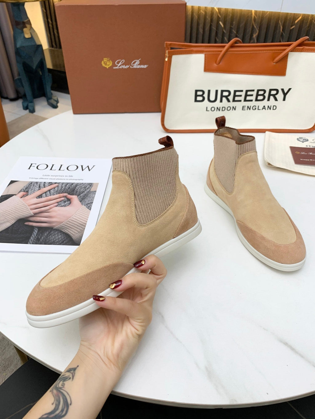 LP CHARMS ANKLE BOOTS BEIGE CASHMERE FABRIC