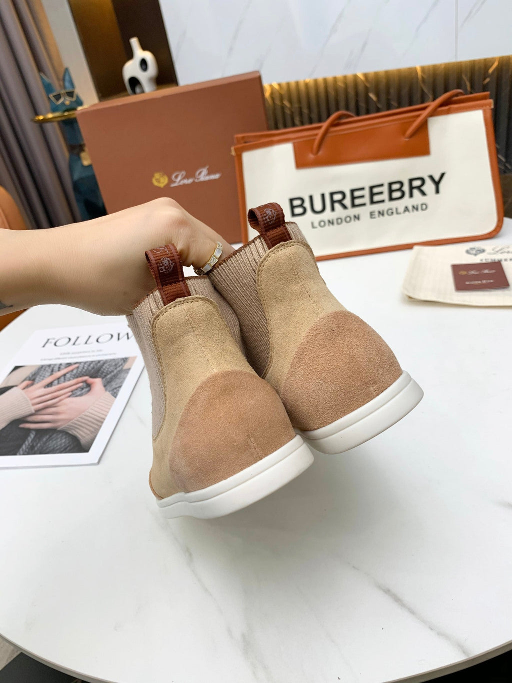 LP CHARMS ANKLE BOOTS BEIGE CASHMERE FABRIC