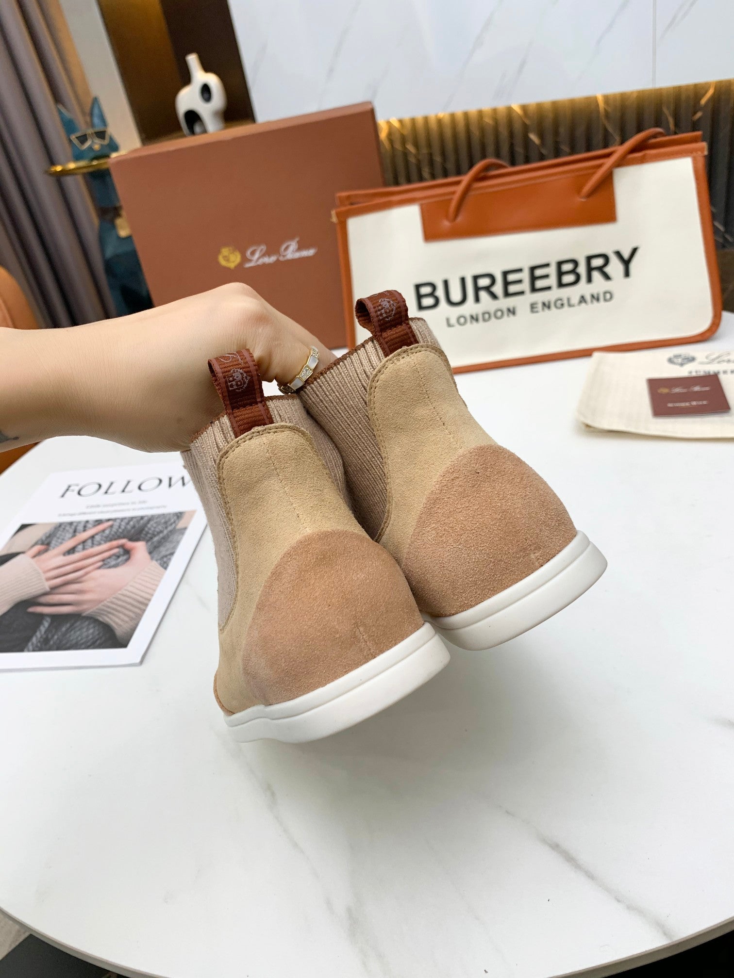 LP CHARMS ANKLE BOOTS BEIGE CASHMERE FABRIC