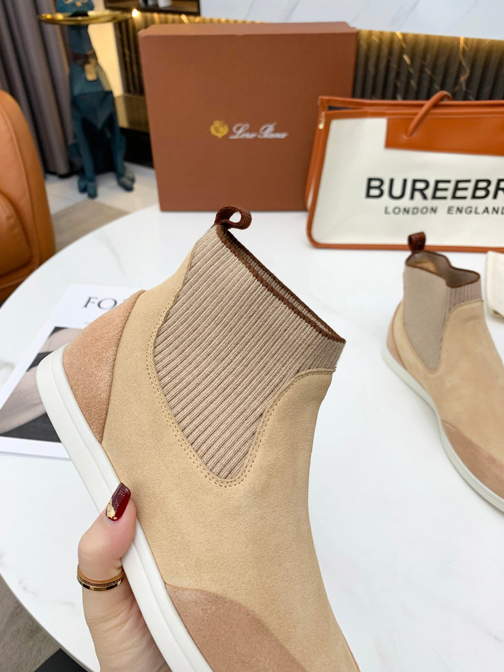 LP CHARMS ANKLE BOOTS BEIGE CASHMERE FABRIC