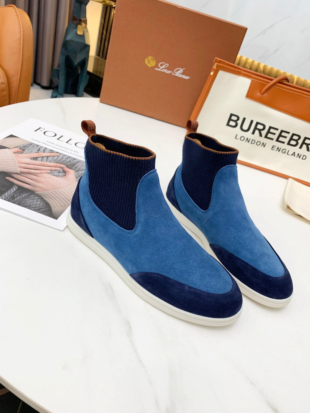 LP CHARMS ANKLE BOOTS LAPIS CASHMERE FABRIC