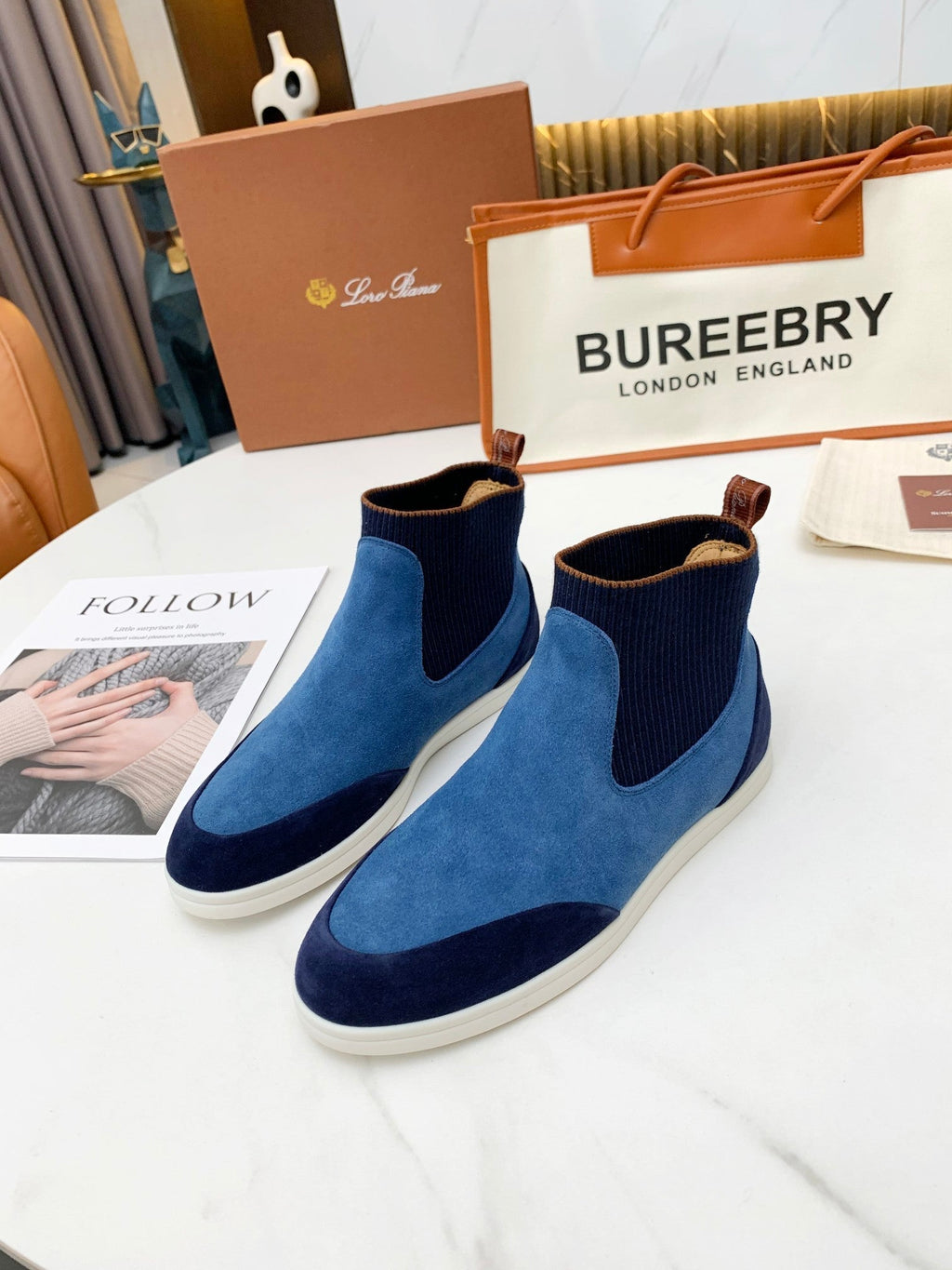 LP CHARMS ANKLE BOOTS LAPIS CASHMERE FABRIC