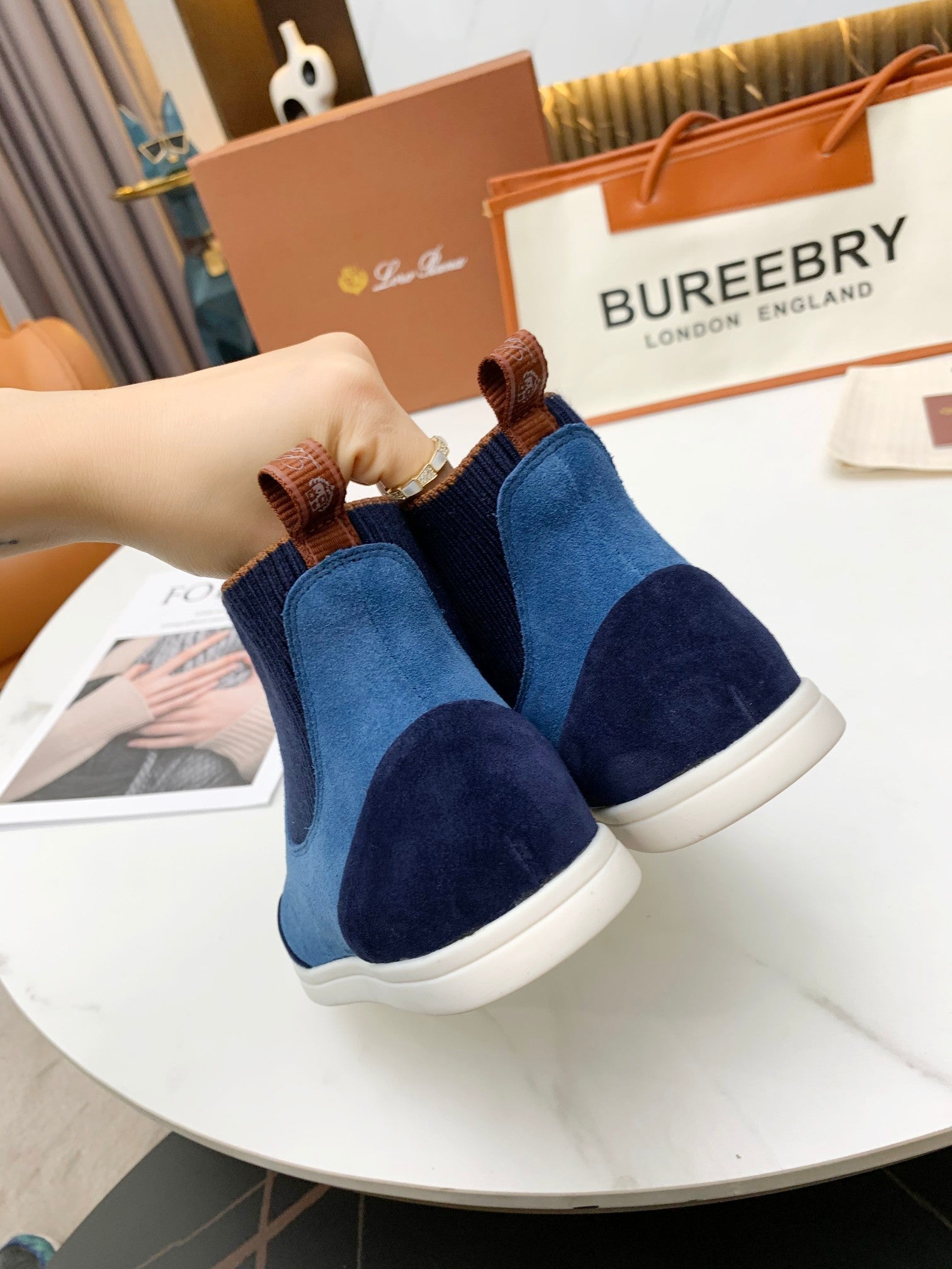 LP CHARMS ANKLE BOOTS LAPIS CASHMERE FABRIC