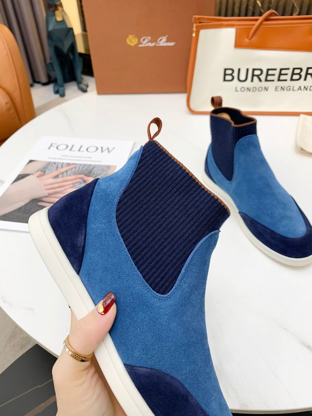 LP CHARMS ANKLE BOOTS LAPIS CASHMERE FABRIC