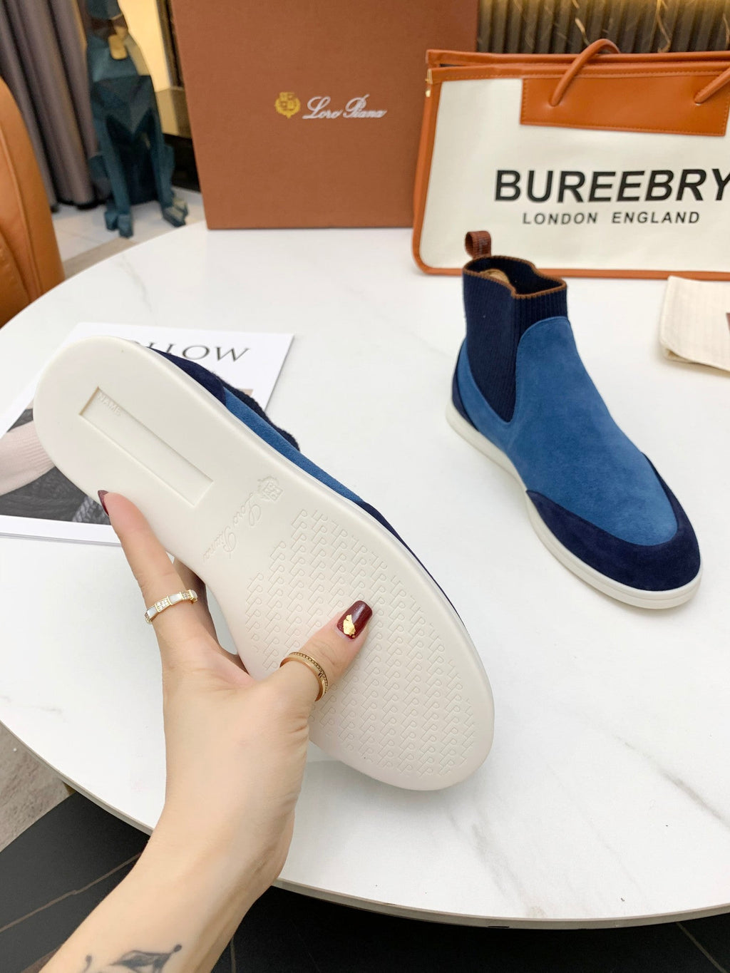 LP CHARMS ANKLE BOOTS LAPIS CASHMERE FABRIC