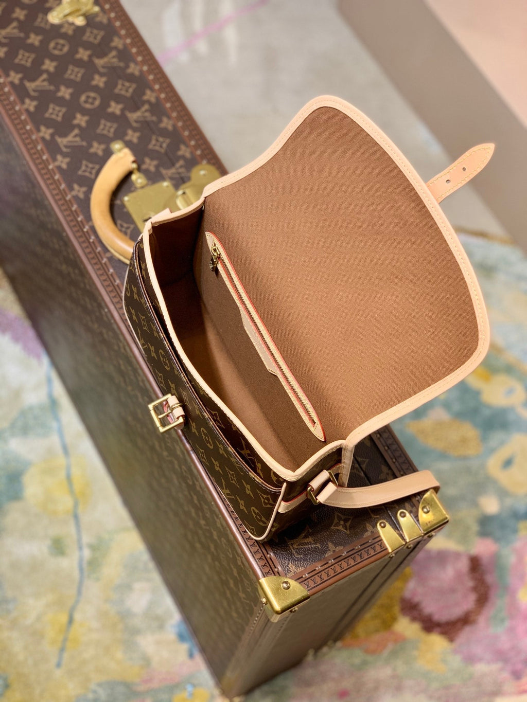 DIANE 27 IN BROWN MONOGRAM COATED CANVAS AND CALFSKIN