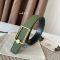 OSCAR BELT BUCKLE & REVERSIBLE OLIVE GREEN LEATHER STRAP 38MM GOLD HARDWARE