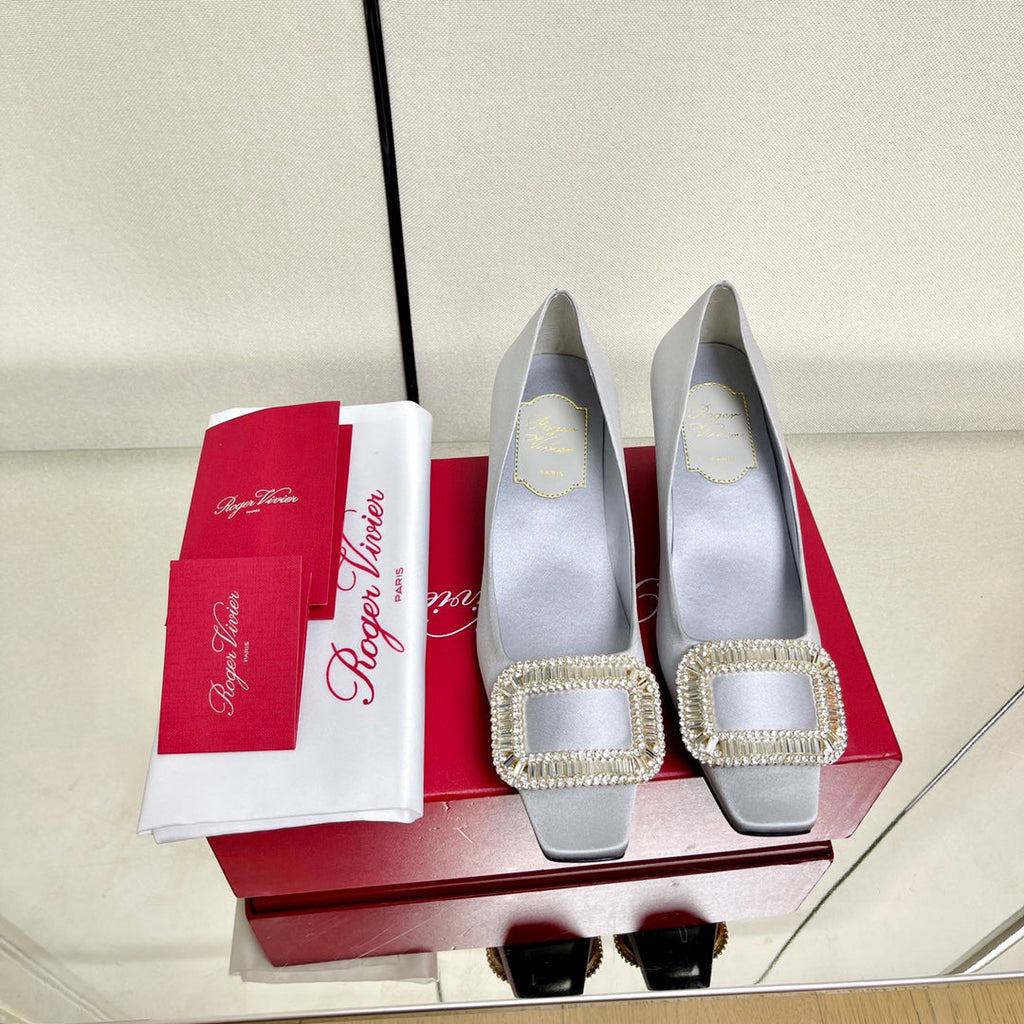 BELLE VIVIER PUMPS IN PLATINUM SILK