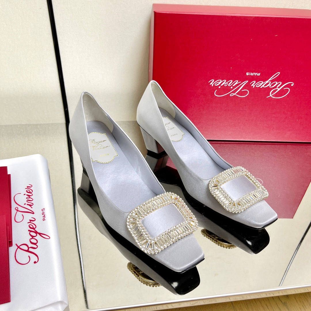 BELLE VIVIER PUMPS IN PLATINUM SILK