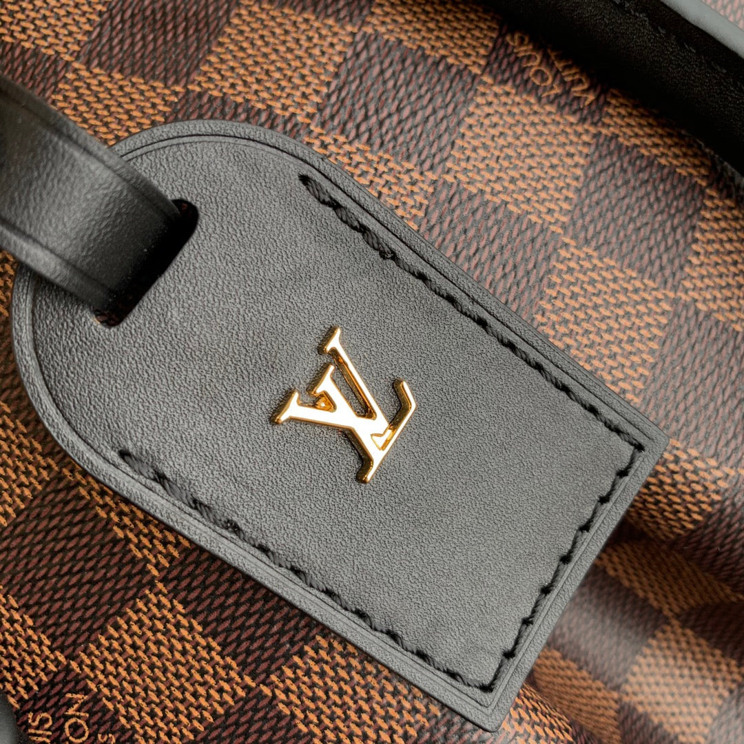 BOÉTIE PM TOTE 31.5 IN BROWN CHECKERED PATTERN MONOGRAM COATED CANVAS