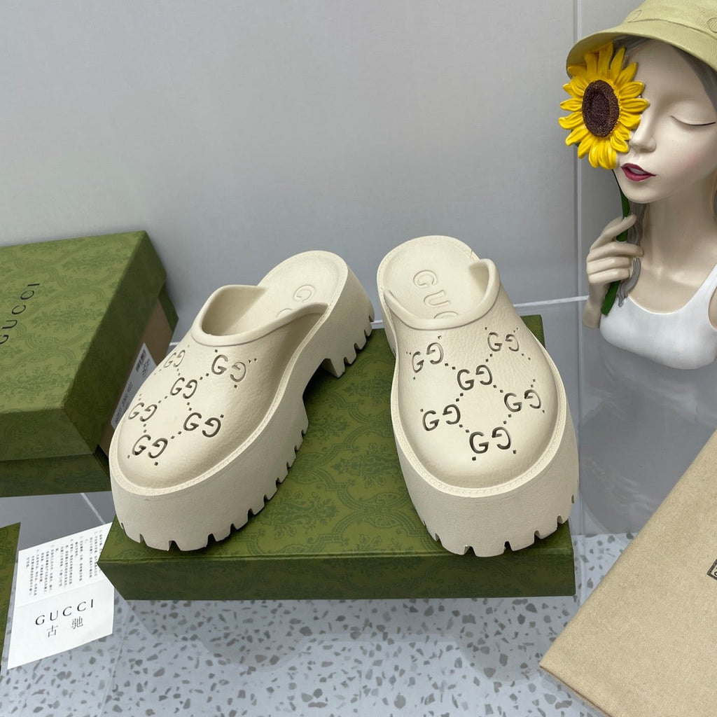 GG PLATFORM PERFORATED G 55 SANDAL CREAM IP FOAM