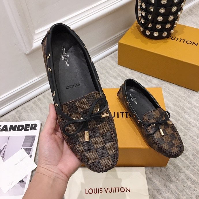 LV WOMEN'S DRIVER MOCCASIN IN EBENE DAMIER  MONOGRAM CALFSKIN