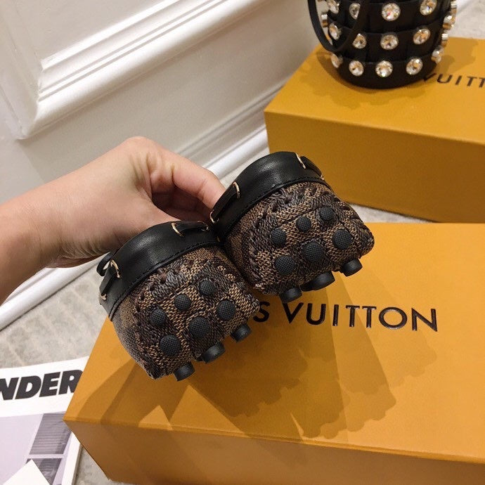 LV WOMEN'S DRIVER MOCCASIN IN EBENE DAMIER  MONOGRAM CALFSKIN