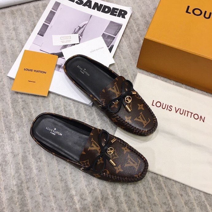 LV WOMEN'S EASY MULE IN CHOCOLATE BROWN MONOGRAM CALFSKIN