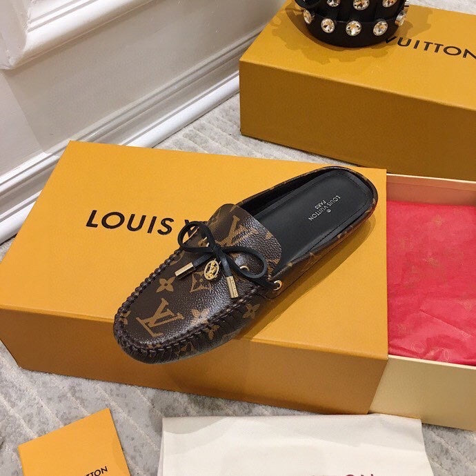 LV WOMEN'S EASY MULE IN CHOCOLATE BROWN MONOGRAM CALFSKIN